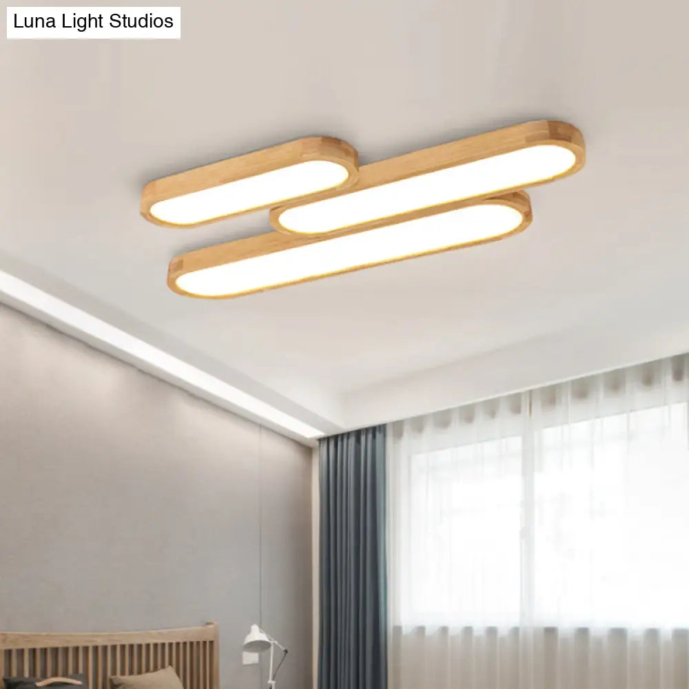 Minimalist Oblong Led Flush Mounted Ceiling Light In Warm/White For Wood Living Room Length Options: