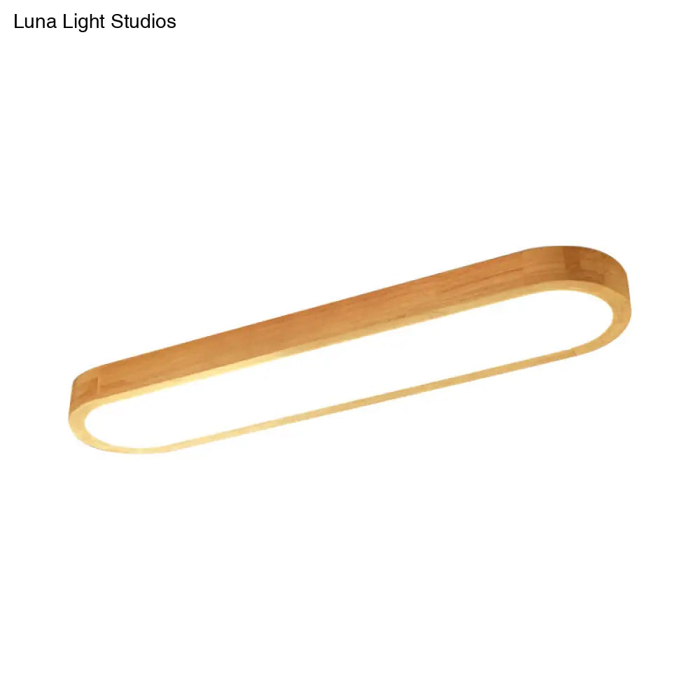 Minimalist Oblong Led Flush Mounted Ceiling Light In Warm/White For Wood Living Room Length Options: