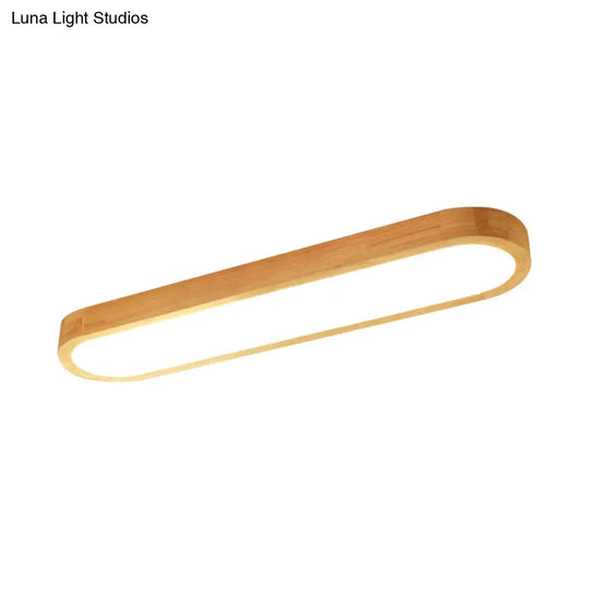 Minimalist Oblong Led Flush Mounted Ceiling Light In Warm/White For Wood Living Room Length Options: