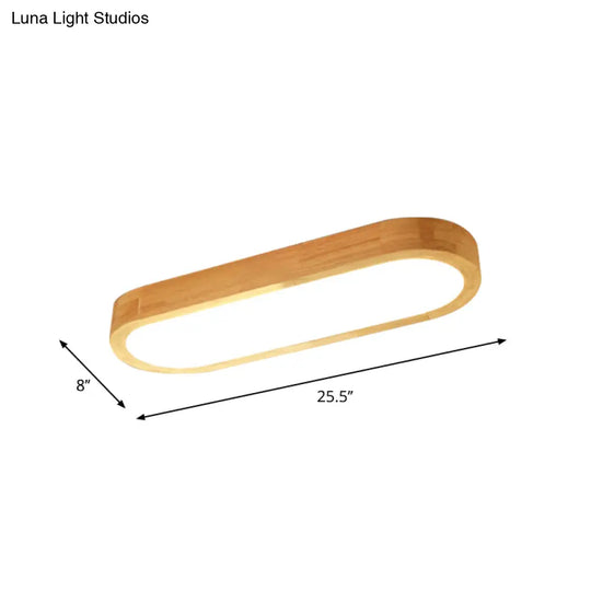 Minimalist Oblong Led Flush Mounted Ceiling Light In Warm/White For Wood Living Room Length Options: