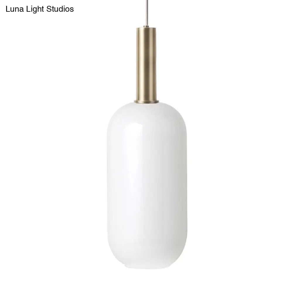 Minimalist Opal Glass Ceiling Pendant - Brass 1 Light Hanging Lamp For Table