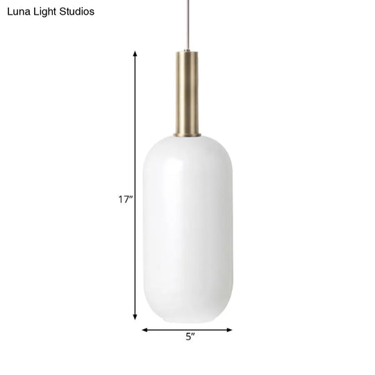 Minimalist Opal Glass Ceiling Pendant - Brass 1 Light Hanging Lamp For Table