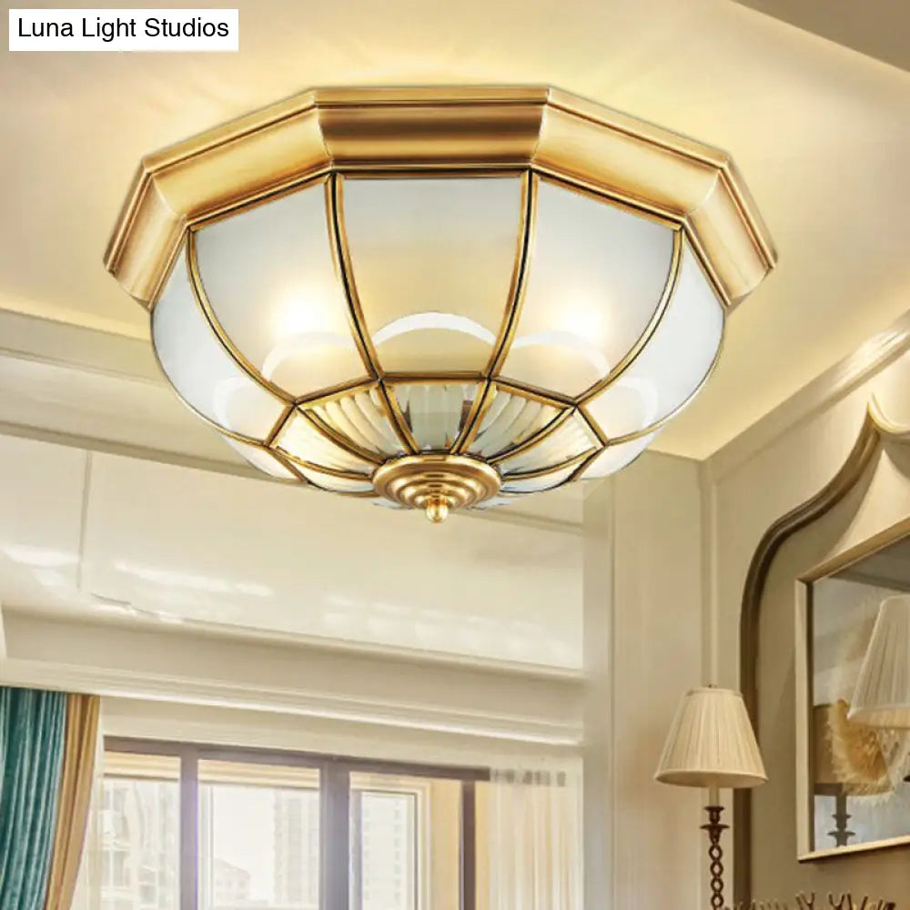 Minimalist Opaque Glass Domed Flushmount Ceiling Light For Dining Room