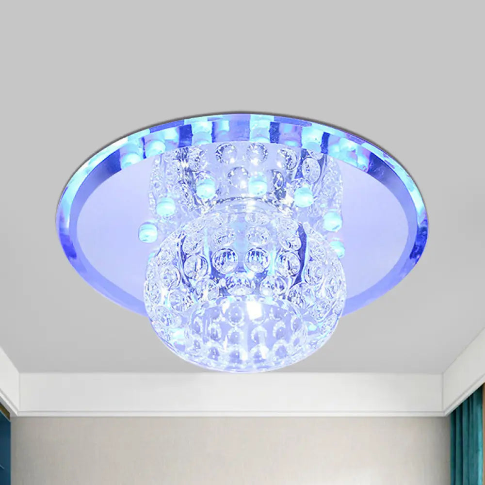 Minimalist Oval Clear Crystal Led Ceiling Light For Hallway