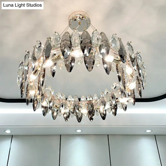 Minimalist Oval Crystal Clear Pendant Chandelier - Elegant Ceiling Light For Restaurants