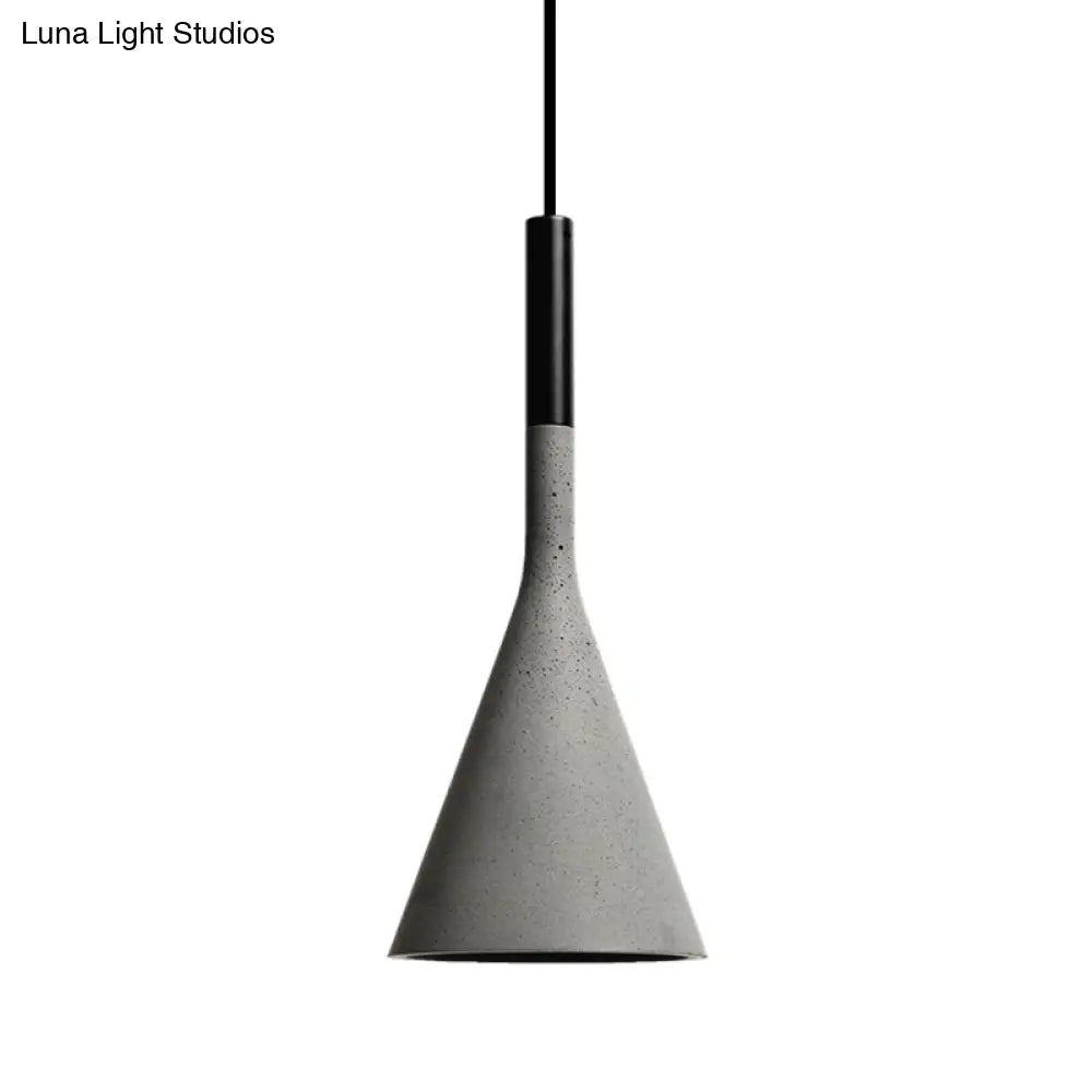 Minimalist Pendant Ceiling Light - Funnel Dining Room Suspension Lighting Grey Cement 1 Head Inch