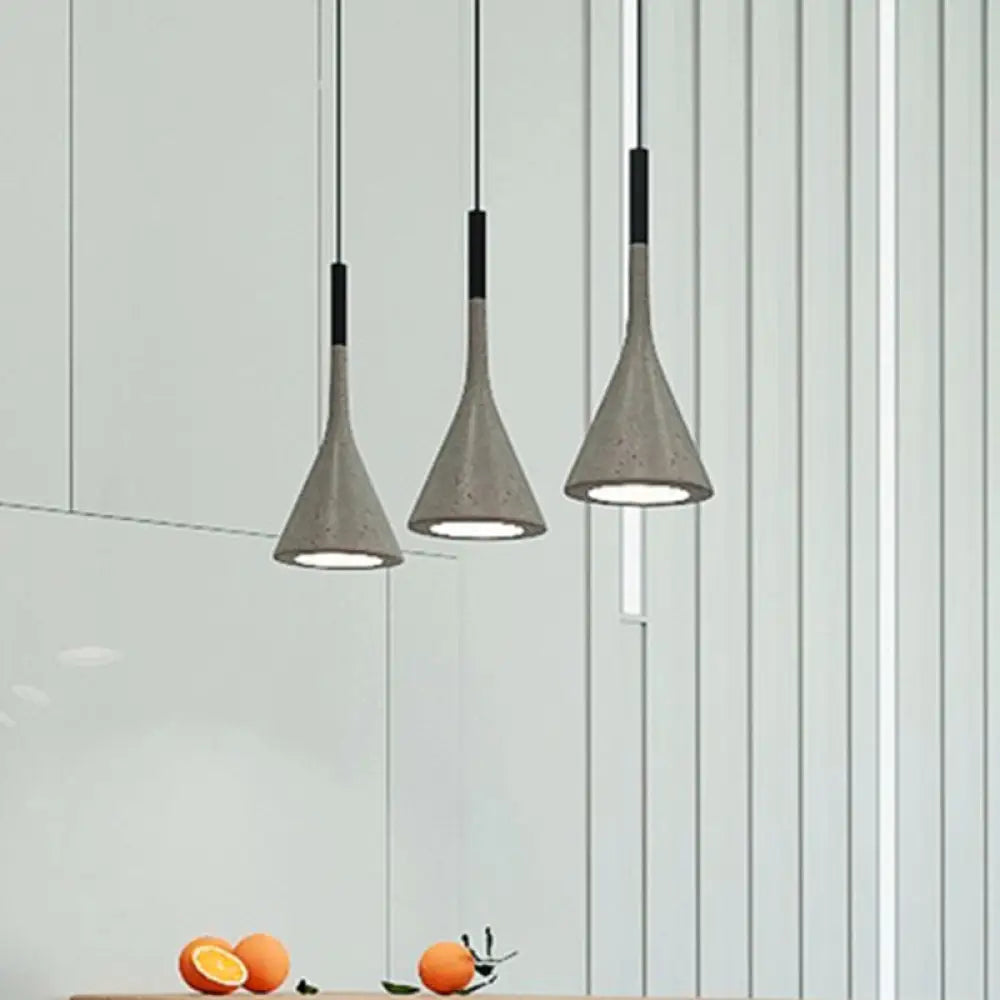 Minimalist Pendant Ceiling Light - Funnel Dining Room Suspension Lighting Grey Cement 1 Head Inch