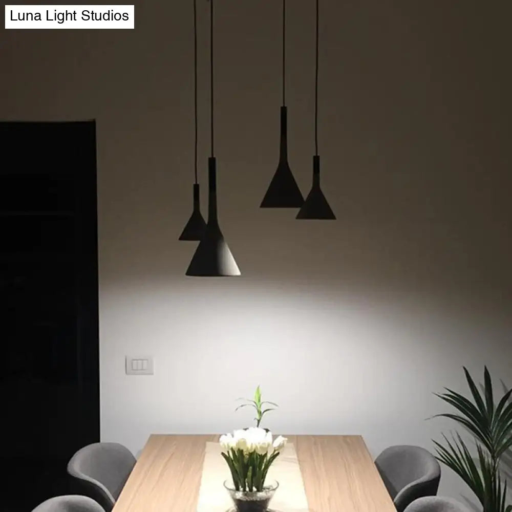 Minimalist Grey Cement Pendant Ceiling Light - Funnel Dining Room Suspension Lighting 1 Head