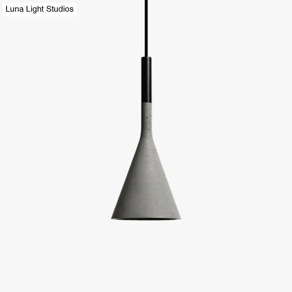 Minimalist Pendant Ceiling Light - Funnel Dining Room Suspension Lighting Grey Cement 1 Head Inch