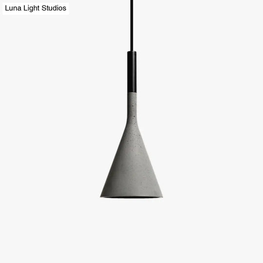 Minimalist Pendant Ceiling Light - Funnel Dining Room Suspension Lighting Grey Cement 1 Head Inch