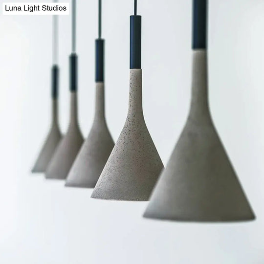 Minimalist Grey Cement Pendant Ceiling Light - Funnel Dining Room Suspension Lighting 1 Head