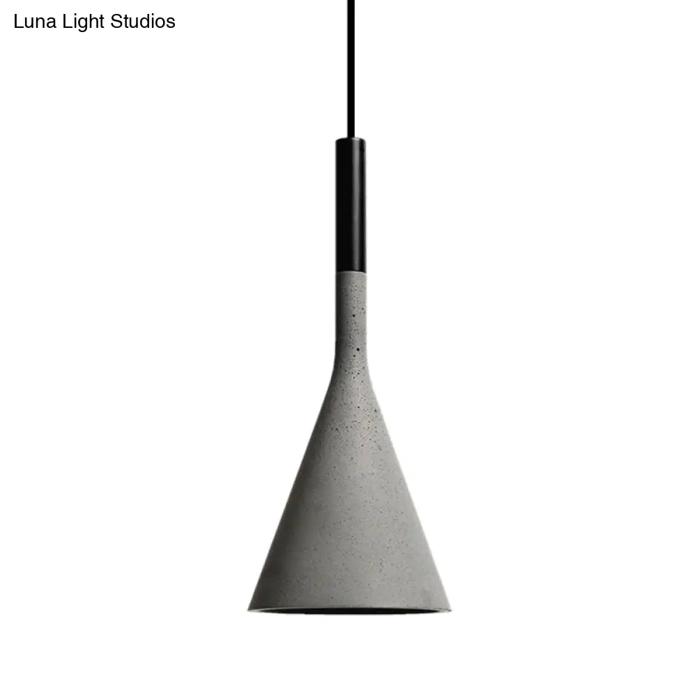 Minimalist Grey Cement Pendant Ceiling Light - Funnel Dining Room Suspension Lighting 1 Head