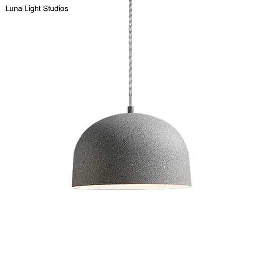 Minimalist Pendant Light Kit - Black/Grey Finish Dome Ceiling Hang Fixture With Iron Shade