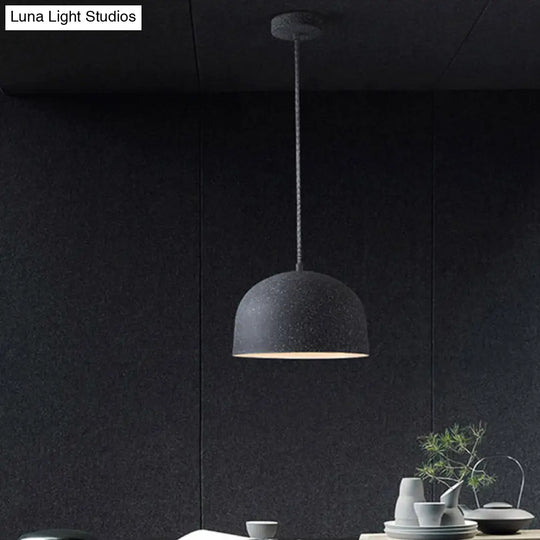 Minimalist Pendant Light Kit - Black/Grey Finish Dome Ceiling Hang Fixture With Iron Shade