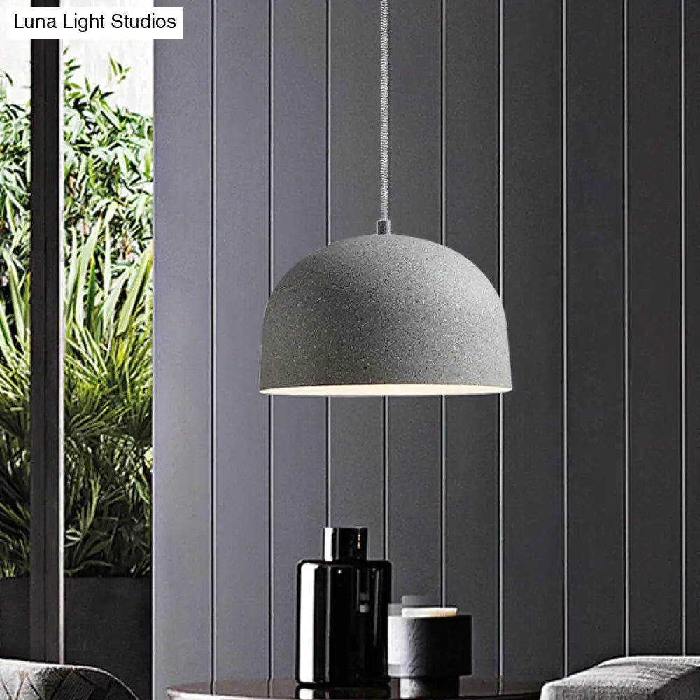 Minimalist Pendant Light Kit - Black/Grey Finish Dome Ceiling Hang Fixture With Iron Shade