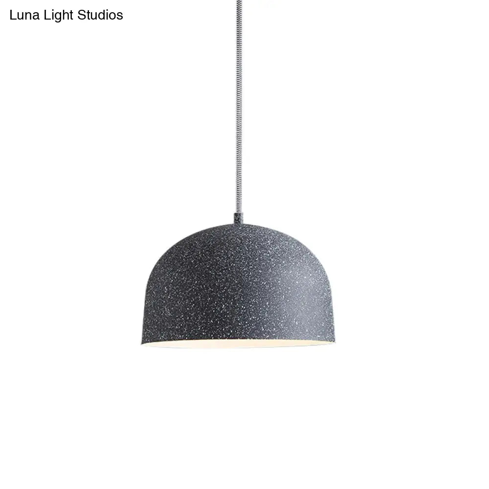 Minimalist Dome Pendant Light Kit - Single Bulb Black/Grey Iron Shade Ceiling Hanging Fixture