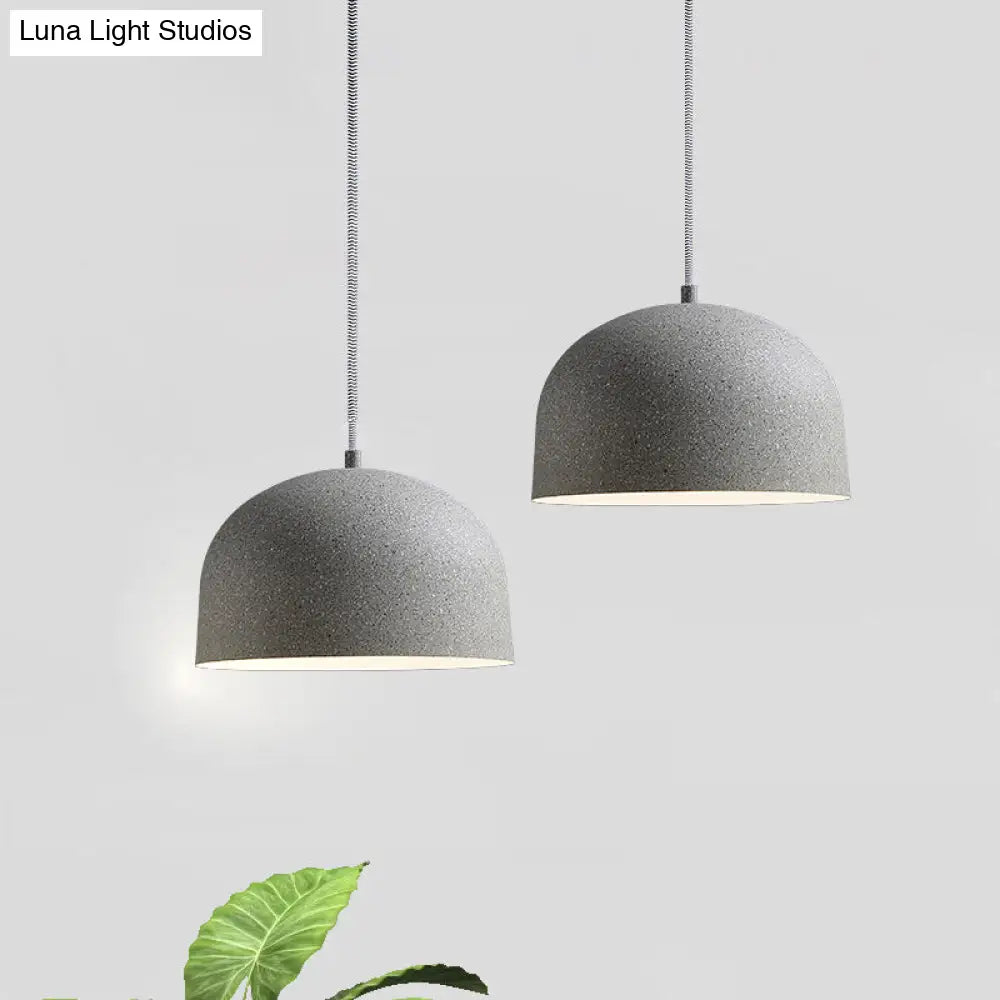 Minimalist Dome Pendant Light Kit - Single Bulb Black/Grey Iron Shade Ceiling Hanging Fixture