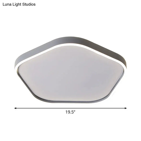 Minimalist Pentagon Ceiling Mounted Led Flushmount Light - Acrylic 16/19.5 Width Grey White/Warm