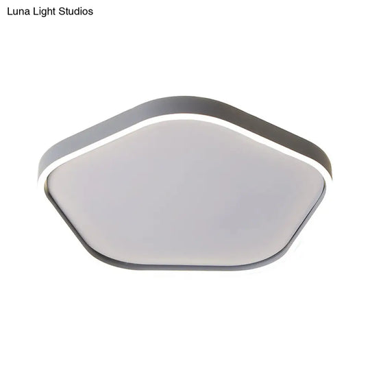 Minimalist Pentagon Ceiling Mounted Led Flushmount Light - Acrylic 16/19.5 Width Grey White/Warm