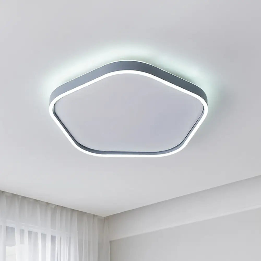 Minimalist Pentagon Ceiling Mounted Led Flushmount Light - Acrylic 16’/19.5’ Width Grey