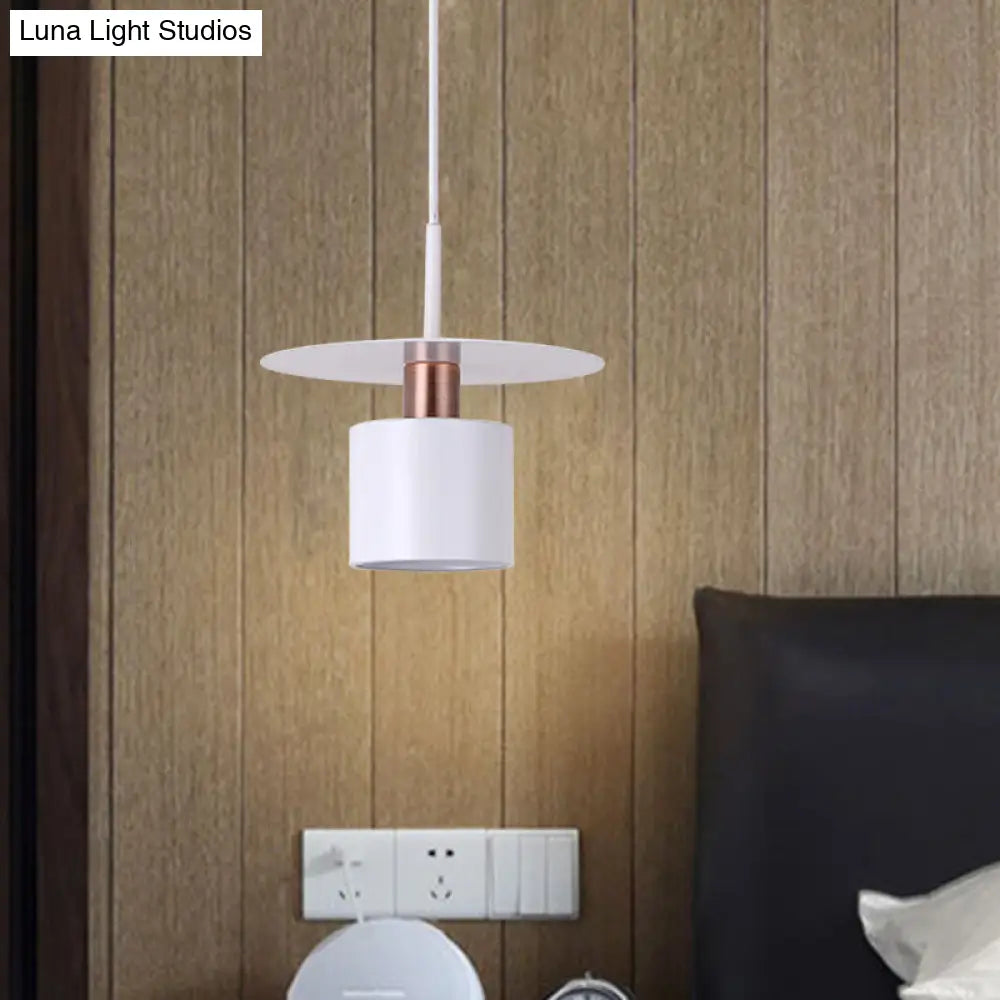 Minimalist Perfume Bottle Bedside Hanging Light - White Metal 1 Head Ceiling Suspension Lamp