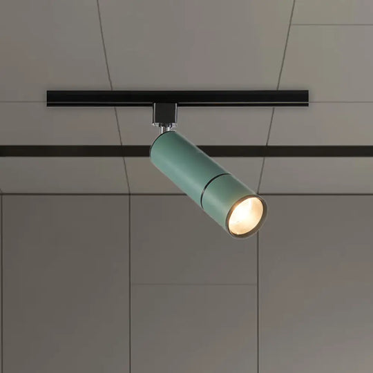 Minimalist Pipe Led Ceiling Light In Green/Black For Restaurants - Semi Flush Mount Green