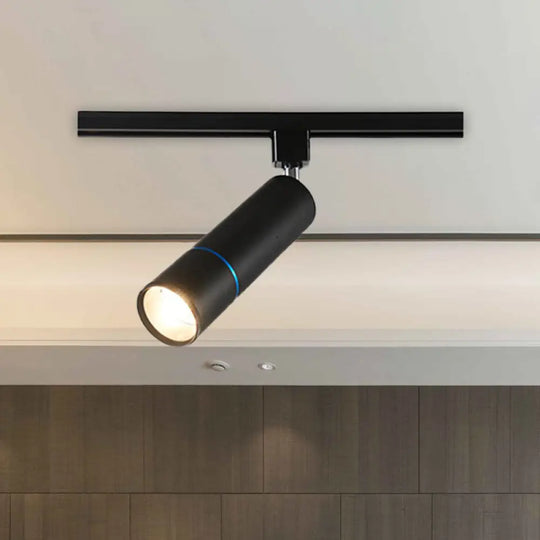 Minimalist Pipe Led Ceiling Light In Green/Black For Restaurants - Semi Flush Mount Black