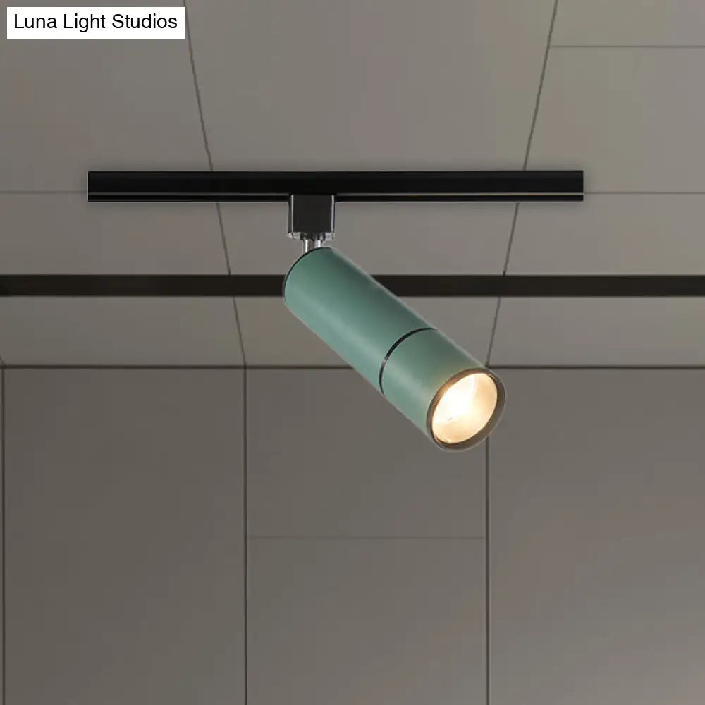 Minimalist Pipe Led Ceiling Light In Green/Black For Restaurants - Semi Flush Mount Green