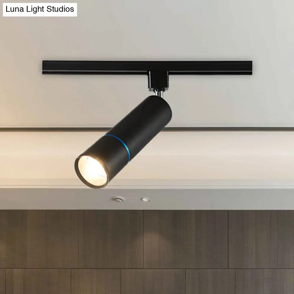 Minimalist Pipe Led Ceiling Light In Green/Black For Restaurants - Semi Flush Mount Black