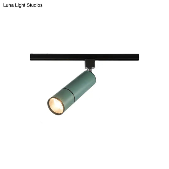 Minimalist Pipe Led Ceiling Light In Green/Black For Restaurants - Semi Flush Mount