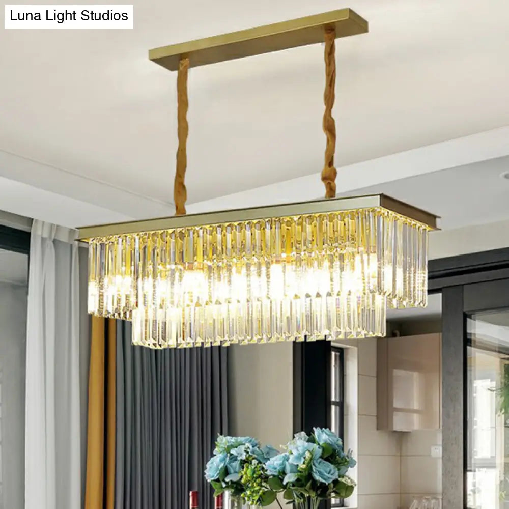 Minimalist Prismatic Crystal Restaurant Pendant Light - Rectangular Island