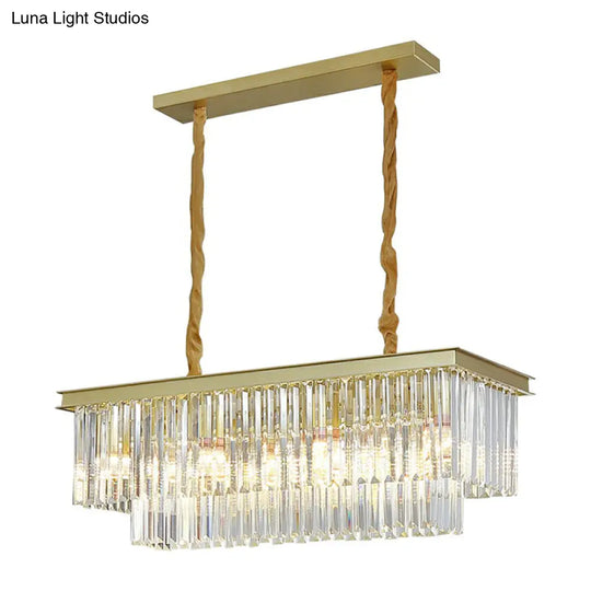 Minimalist Prismatic Crystal Restaurant Pendant Light - Rectangular Island