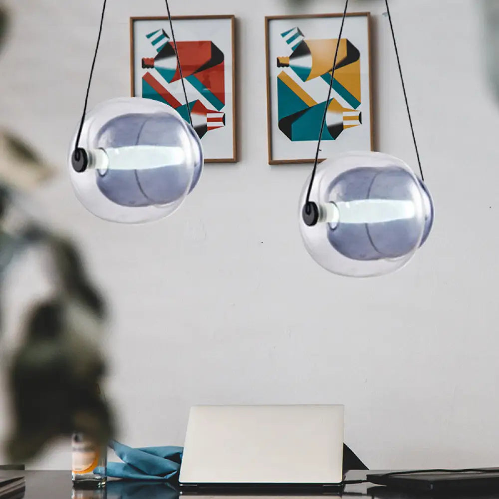 Minimalist Purple Oval Glass Pendant Light For Living Room
