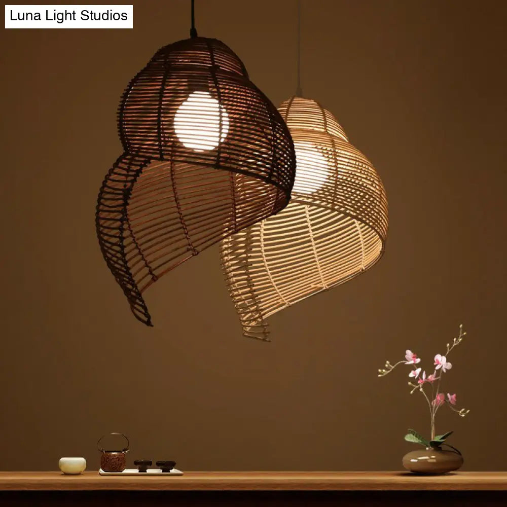 Minimalist Rattan Conch Suspension Pendant Light - Restaurant Ceiling Lighting