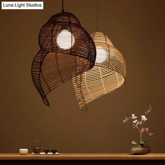 Minimalist Rattan Conch Suspension Pendant Light - Restaurant Ceiling Lighting