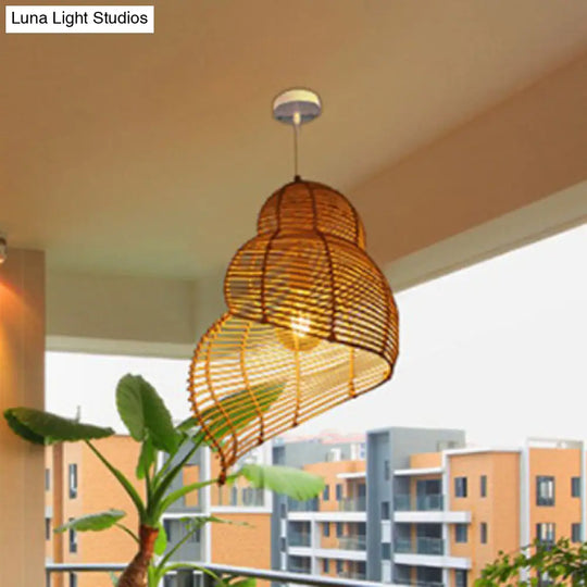 Minimalist Rattan Conch Suspension Pendant Light - Restaurant Ceiling Lighting