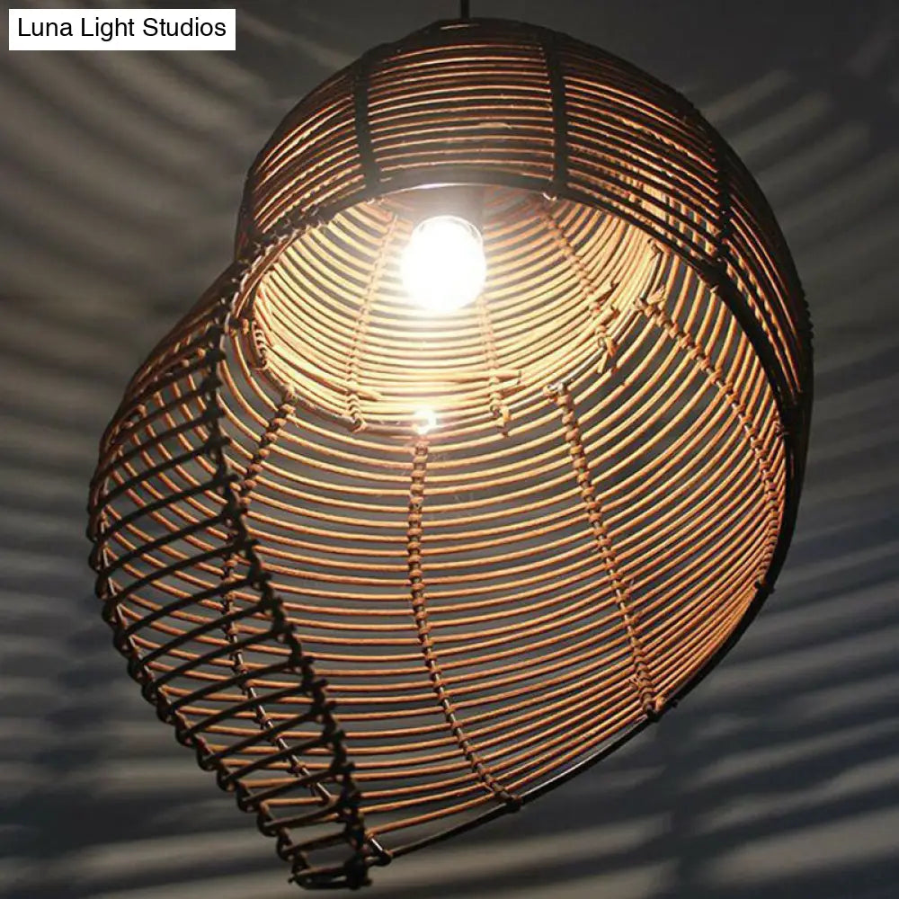 Minimalist Rattan Conch Suspension Pendant Light - Restaurant Ceiling Lighting