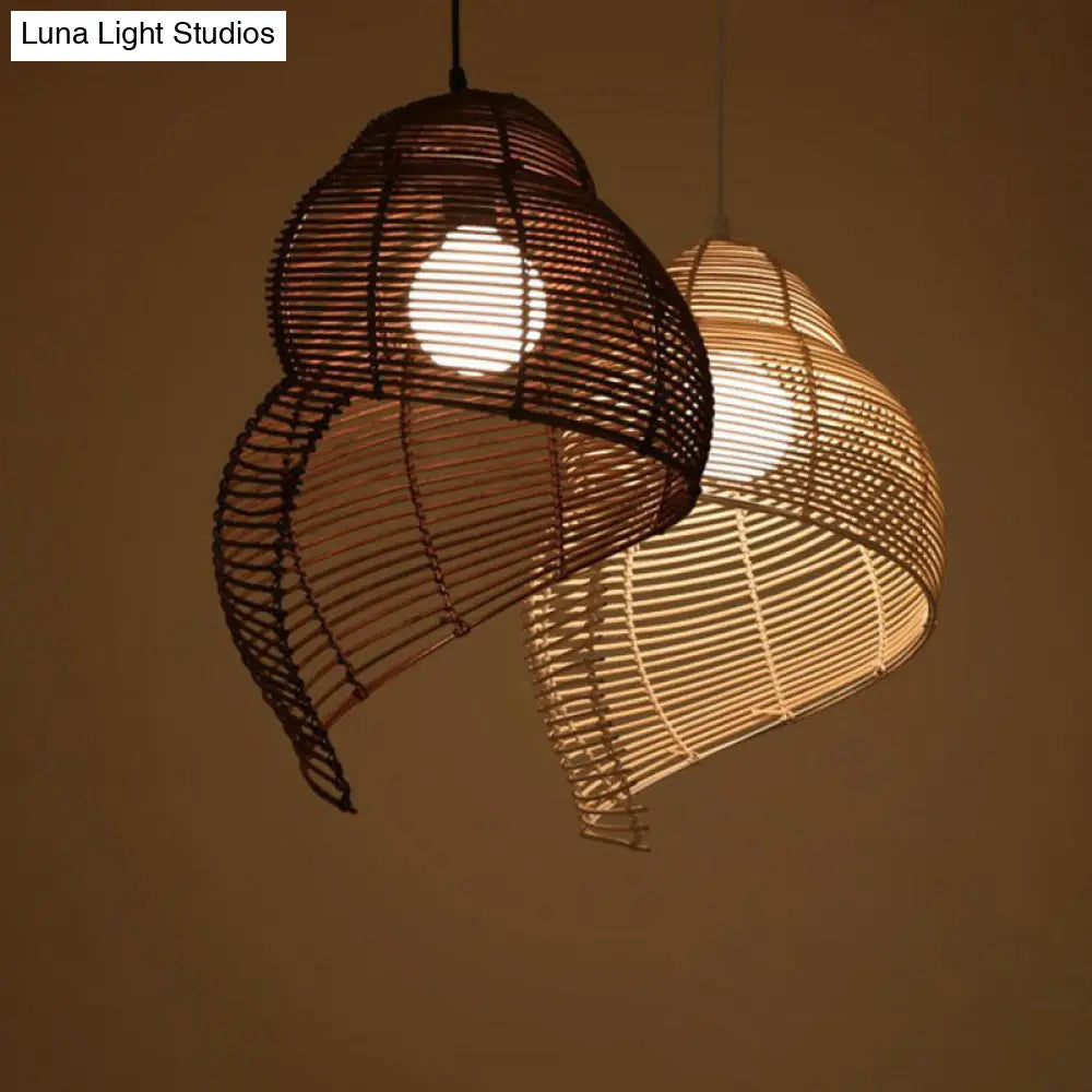 Minimalist Rattan Conch Suspension Pendant Light - Restaurant Ceiling Lighting