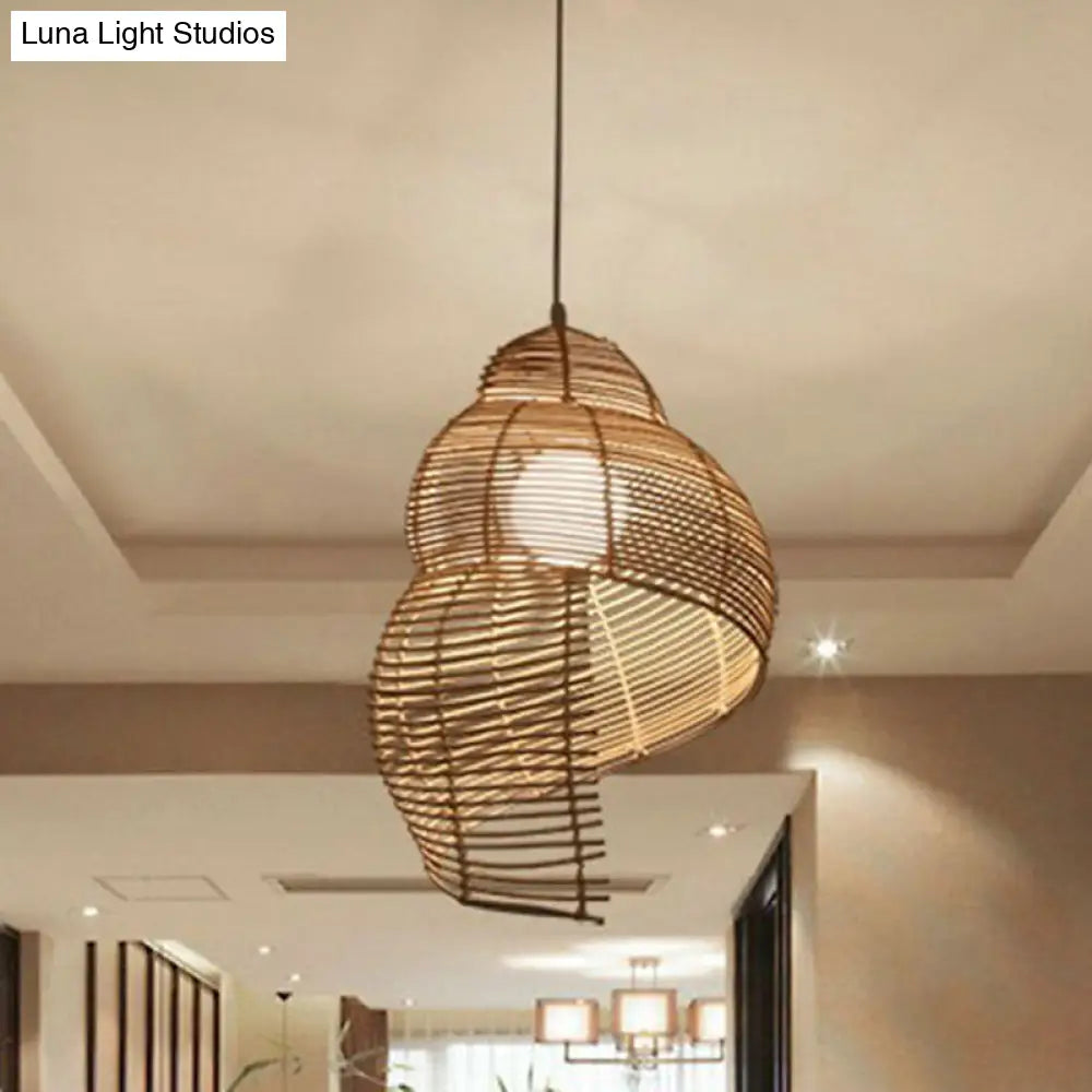 Minimalist Rattan Conch Suspension Pendant Light - Restaurant Ceiling Lighting