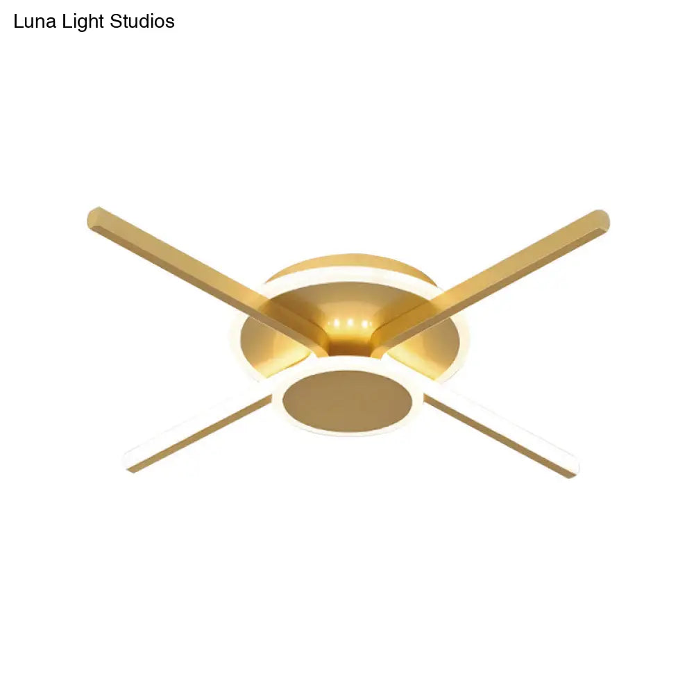 Minimalist Ray Flushmount Metallic Led Ceiling Lamp For Hotels - Warm/White Light 19.5’/24.5’ Wide