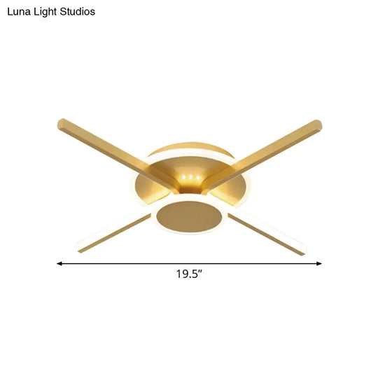Minimalist Ray Flushmount Metallic Led Ceiling Lamp For Hotels - Warm/White Light 19.5/24.5 Wide