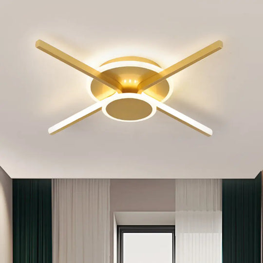 Minimalist Ray Flushmount Metallic Led Ceiling Lamp For Hotels - Warm/White Light 19.5’/24.5’