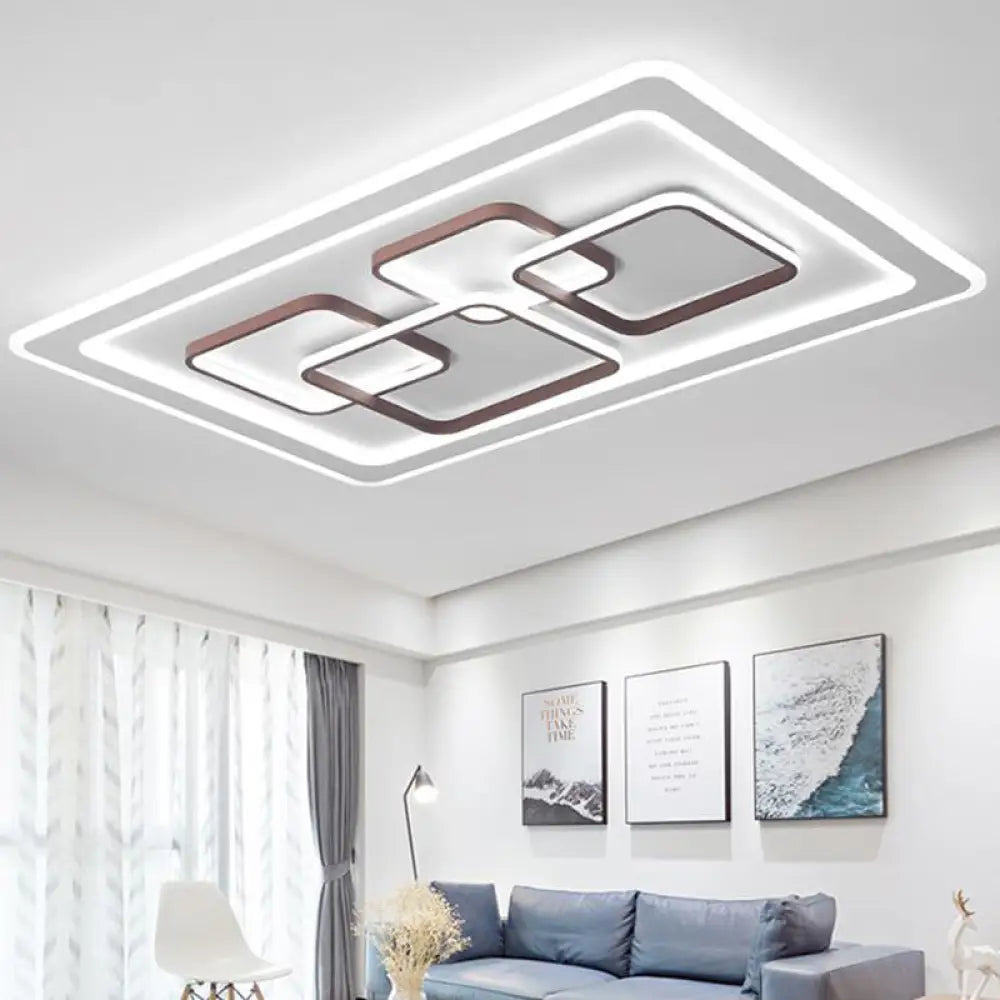 Minimalist Rectangle Led Ceiling Light: Acrylic Flush Mount For Living Room White