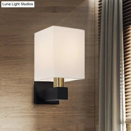 Minimalist Rectangle Wall Light With White Fabric Shade And Clean-Lined Arm