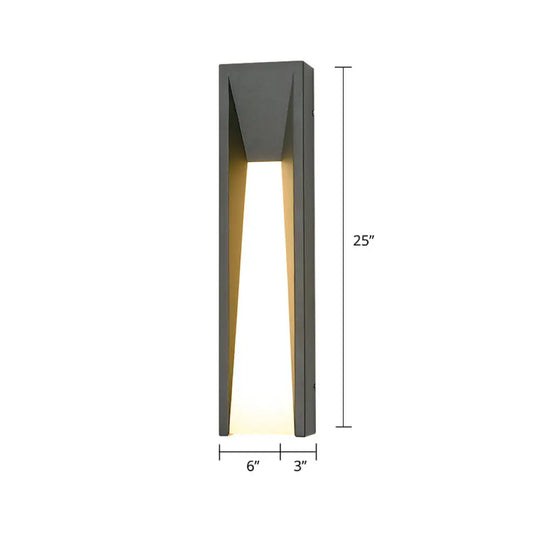 Minimalist Rectangular Acrylic Led Wall Light For Courtyard Grey / 25