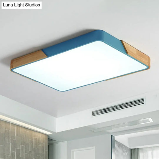 Minimalist Rectangular Led Flush Mount Ceiling Light For Living Rooms Blue / Small