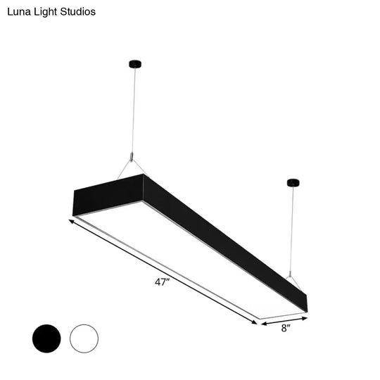 Minimalist Rectangular Led Hanging Light: 4’/8’/10’ Acrylic Ceiling Pendant In Black Or White