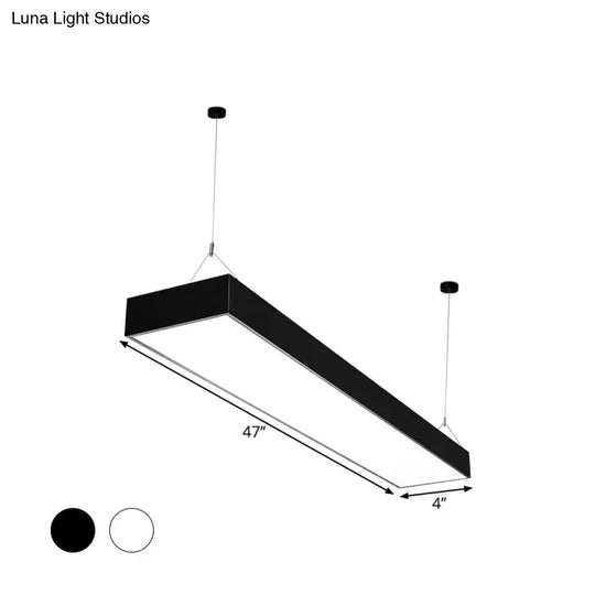 Minimalist Rectangular Led Hanging Light: 4’/8’/10’ Acrylic Ceiling Pendant In Black Or White