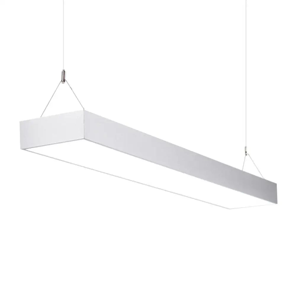 Minimalist Rectangular Led Hanging Light: 4’/8’/10’ Acrylic Ceiling Pendant In Black Or White / 4’