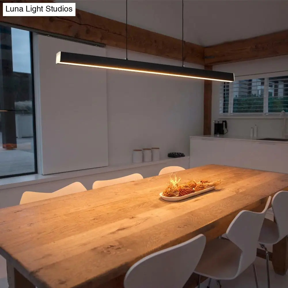 Minimalist Rectangular Led Suspension Lamp - Metal Island Light Fixture